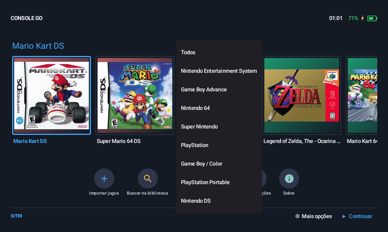 Console Go no tablet: filtro por console